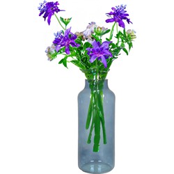 Bela arte Bloemenvaas Milan - transparant blauw glas - D15 x H35 cm - melkbus vaas met smalle hals - Vazen