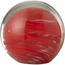 J-line - Presse-papier Twister Rond Glas Rood Large - 17.5x17.5x17cm