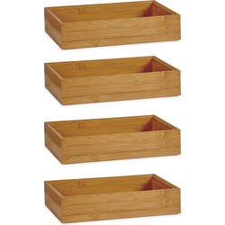 4x Stuks Kast/lade/make-up organizers bamboe hout bakje 23 x 15 x 5 cm - Make-up dozen