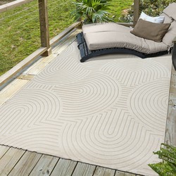 Berlin Outdoor - Japandi - Creme - Vloerkleed Binnen en Buiten - Laagpolig Tapijt Tuin- 200x290 CM