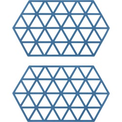 Krumble Siliconen pannenonderzetter Hexagon lang - Blauw - Set van 2