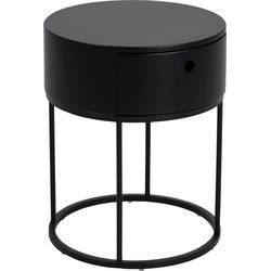 Nachtkastje Rond - Zwart MDF - 40x40x51cm - Marco