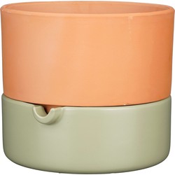 Mica Decorations Bloempot Venna - 24x24x20.5 cm - Terracotta - Lichtgroen