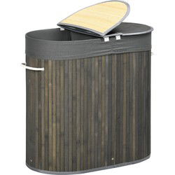 4goodz 100 L Wasmand Bamboe met Deksel 2 Secties / Uitneembare Waszak