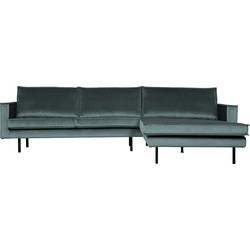 BePureHome Rodeo Chaise Longue Rechts - Velvet - Teal - 85x300x155