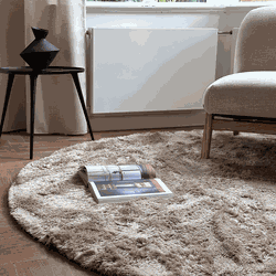 Rond hoogpolig vloerkleed Odelia bruin/taupe - Interieur05 Bruin,Taupe - Polyester - Rond 200 Ø - (L)