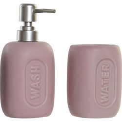 Items Zeeppompje - incl. beker - donkergroen - polystone - 17 cm - Badkameraccessoireset
