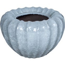 PTMD Jinah White ceramic pot organic ribbed round L