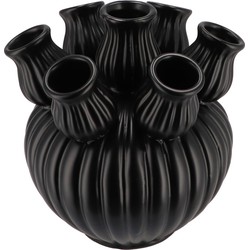 DK Design vaas Amsterdam - tulpenvaas middel - zwart - D18 x H17 cm - Vazen