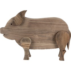 Clayre & Eef Decoratie Beeld Varken 42x9x28 cm Bruin Hout