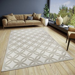 Modern vloerkleed - Cirkel Crème/Beige - 200 X 285 CM