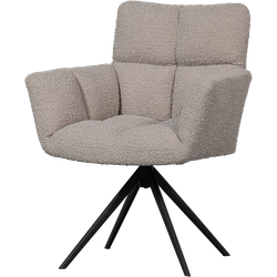 WOOOD Vinny Draaistoel met Armleuningen - Bouclé - Zand - 89x70x61