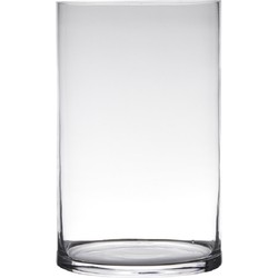 Hakbijl Glass Bloemenvaas - cilinder - transparant - glas - H30 x D19 cm - boeketten - Vazen