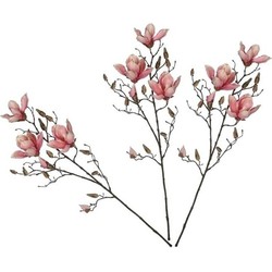 3 stuks Magnolia beverboom kunstbloemen takken 90 cm decoratie - Kunstplanten