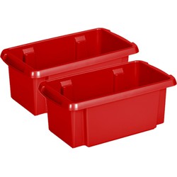 Sunware Opslagbox - 8 stuks - kunststof 7 liter rood 38 x 21 x 14 cm - Opbergbox