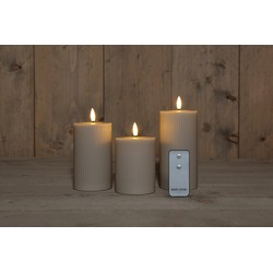 B.O. 3Pcs 3D Wick Taupe Ribbel Candle 7,5X1012,515 cm Rusti - Anna's Collection