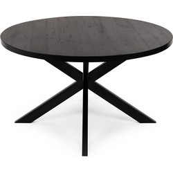 Stalux Ronde eettafel 'Daan' 120cm, kleur zwart / zwart eiken