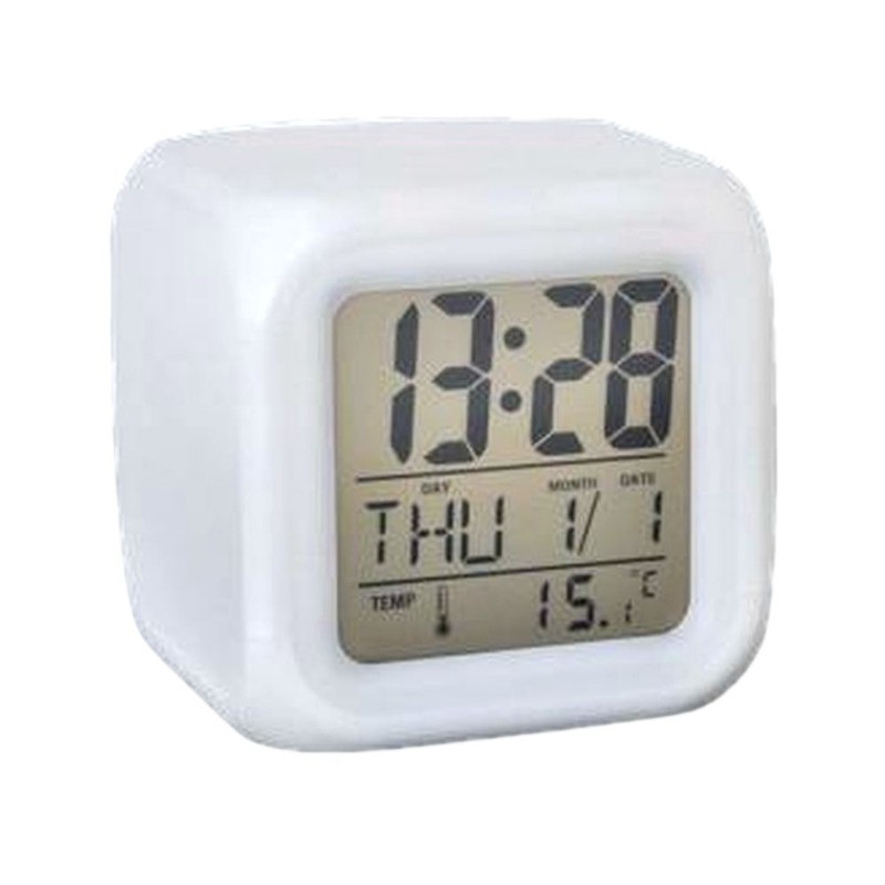 Klok met led verlichting - Wekker - Thermometer - Kalender - Klokje staand - Wekker - 