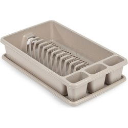 Plasticforte Afdruiprek met lekbak - taupe - 45 x 26 cm - afwasrek - Afdruiprekken