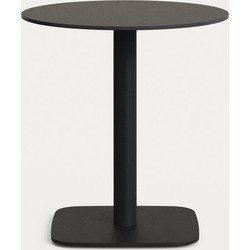 Kave Home - Ronde zwarte Dina-buitentafel met zwart gelakte metalen poot Ø 68 x 70 cm