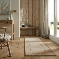 Loper - Tuscany Modern Wol - Effen - Kader - Naturel / Beige 60X230 Cm - 60 X 230 CM