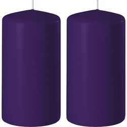 2x Kaarsen paars 6 x 12 cm 45 branduren sfeerkaarsen - Stompkaarsen