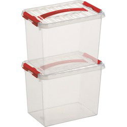 Sunware opbergbox - 2x - transparant - 9L - 30 x 20 x 22 cm - Opbergbox