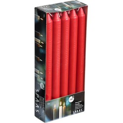 Dinerkaarsen rood - 10x stuks - 24 cm - 8 branduren - Dinerkaarsen