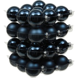 Othmara Kerstballen set - 36x stuks - glas - donkerblauw - 6 cm - mat/glans - kerstversiering - Kerstbal