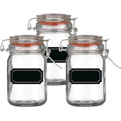 Weckpot/inmaakpot - 4x - 250 ml - glas - met beugelsluiting - incl. etiketten - Weckpotten