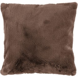 Tapijtenloods Heaven Vacht - Kussen Fluffy - Hoogpolig - Soft Touch Effen - Donker Taupe- 48x48 CM