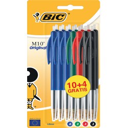 BIC BIC 10+4  Bic M10 pennen op blister ass.
