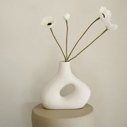 Indore Home - Vaas Alberti - Bloemenvaas - Woonkamer decoratie - Vaas Wit - Holle Vaas - Donutvaas