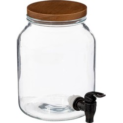 5Five Drank dispenser/limonadetap - 3 liter - glas - met kunststof kraantje - Drankdispensers