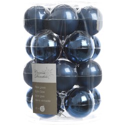 3 stuks - Kerstbal glas glans-mat diameter 6cm nacht blauw - KSD