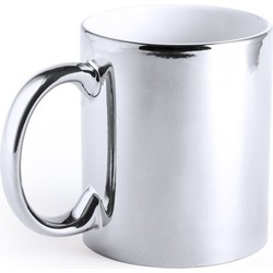 Zilveren koffie mok/beker met metallic glans 350 ml - Bekers