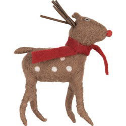 Clayre & Eef Decoratie Beeld Rendier 19 cm Bruin Stof