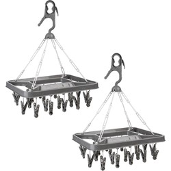 5five Droogcarrousel - 2x - kunststof - 26 knijpers - 41 x 39 cm - Hangdroogrek