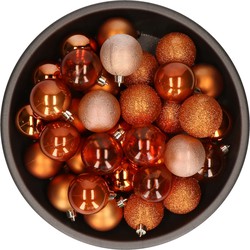 Cosy & Trendy kerstballen - 48x - kaneel bruin - 6 cm - in opbergtas - Kerstbal