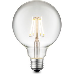 Edison Vintage LED filament lichtbron Globe - Helder - G95 Deco - Retro LED lamp - 9.5/9.5/13.5cm - geschikt voor E27 fitting - Dimbaar - 4W 440lm 3000K - warm wit licht