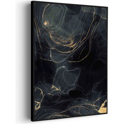 Muurwerken Akoestisch Schilderij - Abstract Marmer Look Zwart met Goud 01 - Geluidsdempend Wandpaneel - Wanddecoratie - Geluidsisolatie - BASIC (AW 0.65) M (60X85)