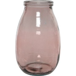 Roze vazen/bloemenvazen van gerecycled glas 18 x 28 cm - Vazen