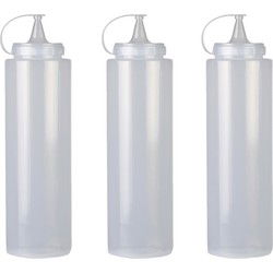 Urban Living Doseerfles/sausfles - 3x - kunststof - met schenktuit - 400 ml - 16 cm - Garneergerei
