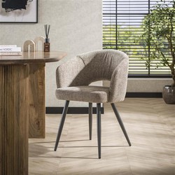 Hoyz Collection - Armstoel Boucle Salon - Tissee Cargo Zandkleur - Set van 2