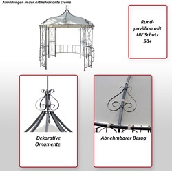 Cosmo Casa Pergola Almeria- Ronde Tuinpaviljoen- Stevig stalen frame Ø 3m - Lichtgrijs