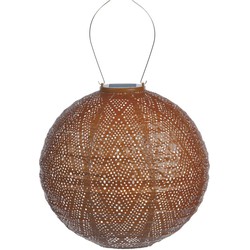 Solar lampion rond ikat 30 cm koper