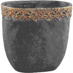 PTMD Mesa Ovale Bloempot - 30 x 15 x 27,5 cm - Cement - Zwart