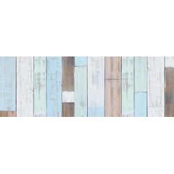 3x Stuks decoratie plakfolie houten planken look blauw/bruin 45 cm x 2 meter zelfklevend - Meubelfolie