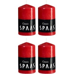 4x Kaarsen rood 6 x 10 cm 25 branduren sfeerkaarsen - Stompkaarsen