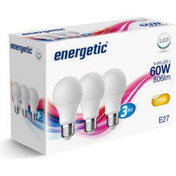 Energetic LED Bulb Lampen E27 60W 3 Stuks